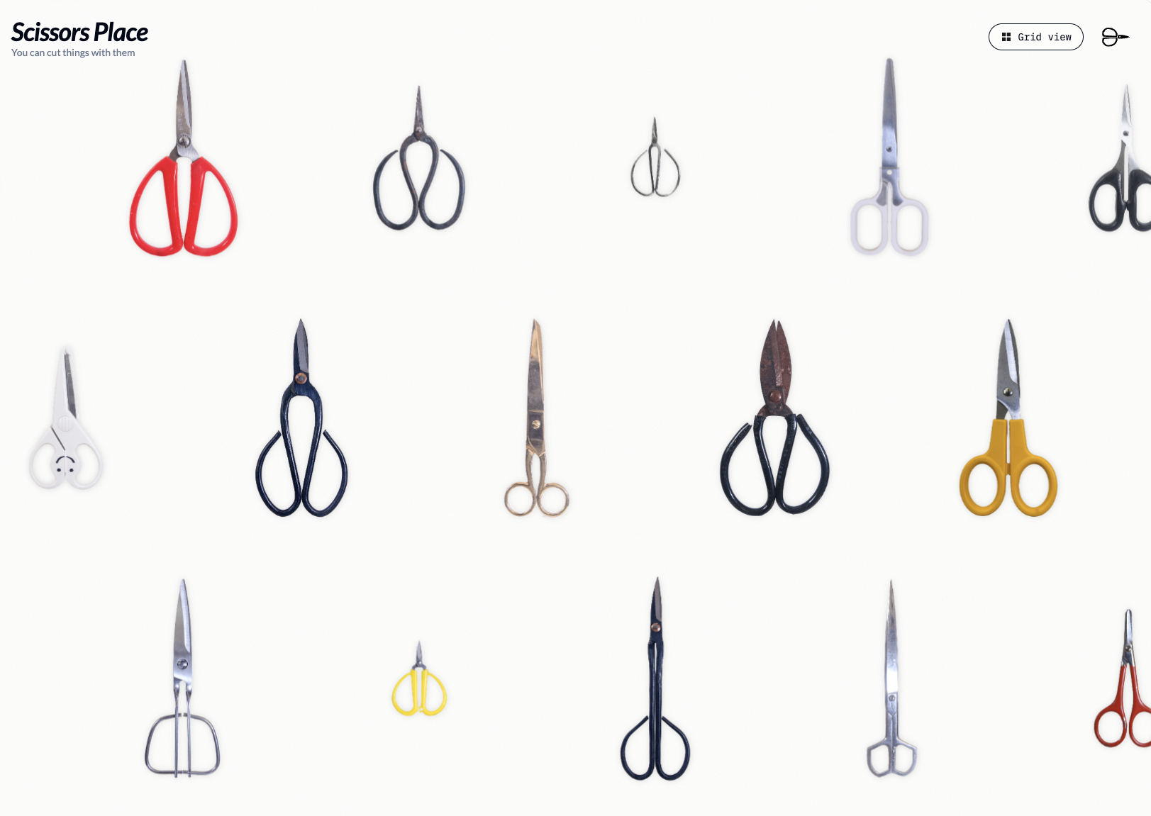 Zallery Scissors Scissors Place — A rotating 360° gallery of vintage scissors